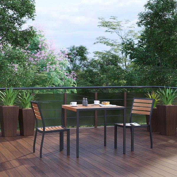 Flash Furniture Faux Teak Patio Set - 35" SQ Table & 2 Chairs XU-DG-810060362-GG - main
